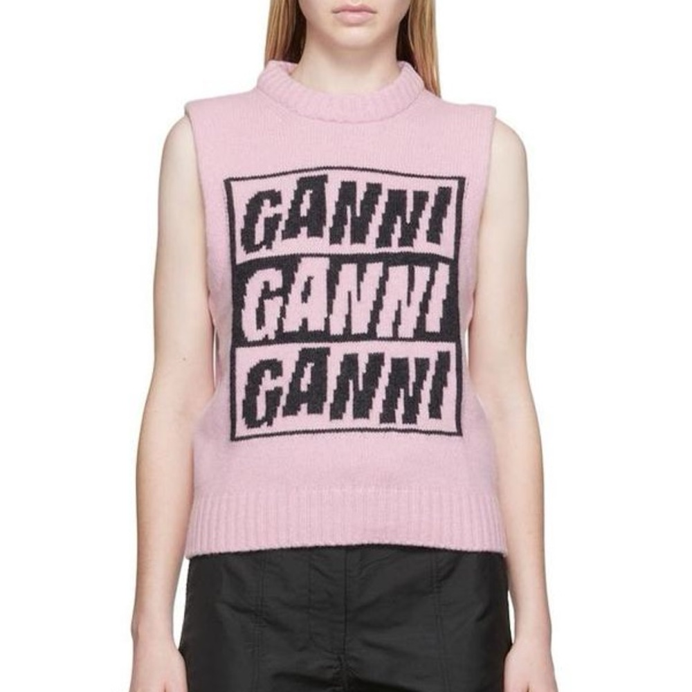 Ganni | Pink Logo Knit Vest